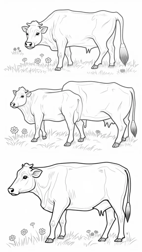 páginas para colorear de vacas realistas